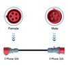 32A Male to 16A Female CEE Adapter Converter Cable for EV Charger Electric Vehicle Caravan Power Extension