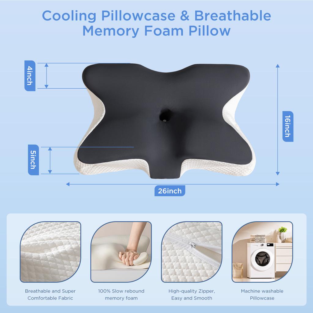 1 шт. подушка из пены с эффектом памяти, ортопедическая в форме бабочки, защита шеи, мягкие подушки для здоровья, медленно восстанавливающиеся подушки для шеи для взрослых