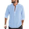 Tee Shirt Stand Collar Long Sleeve Solid Color Casual Fashion Men T-shirt for Shopping