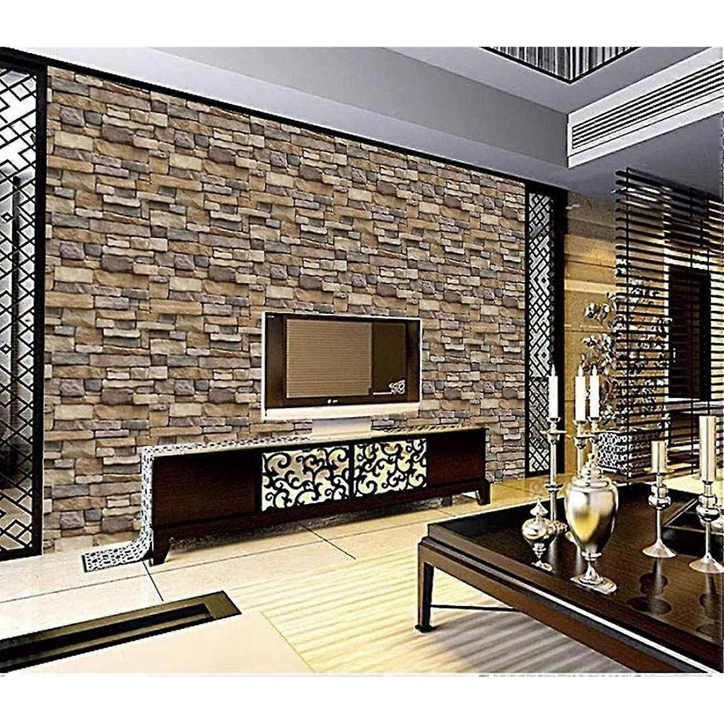 18"x120" Stone Brick Wallpaper Stick On Self-adhesive Peel And Stick Backsplash Wall Panel Removable Home Decoration