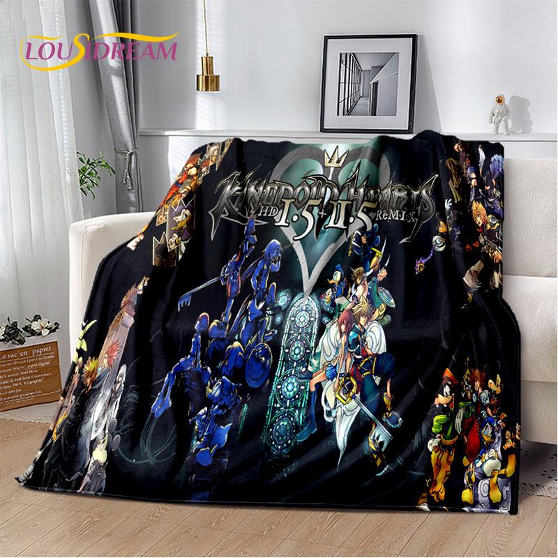 Cartoon Kingdom Hearts Games 3D Soft Flannel Blanket for Beds Bedroom Sofa Picnic,Throw Blanket for Cover Outdoors Leisure Gift