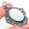 Natural Rainbow Moonstone, Topaz Gemstone 925 Sterling Silver Pendant 2.56" N4p42