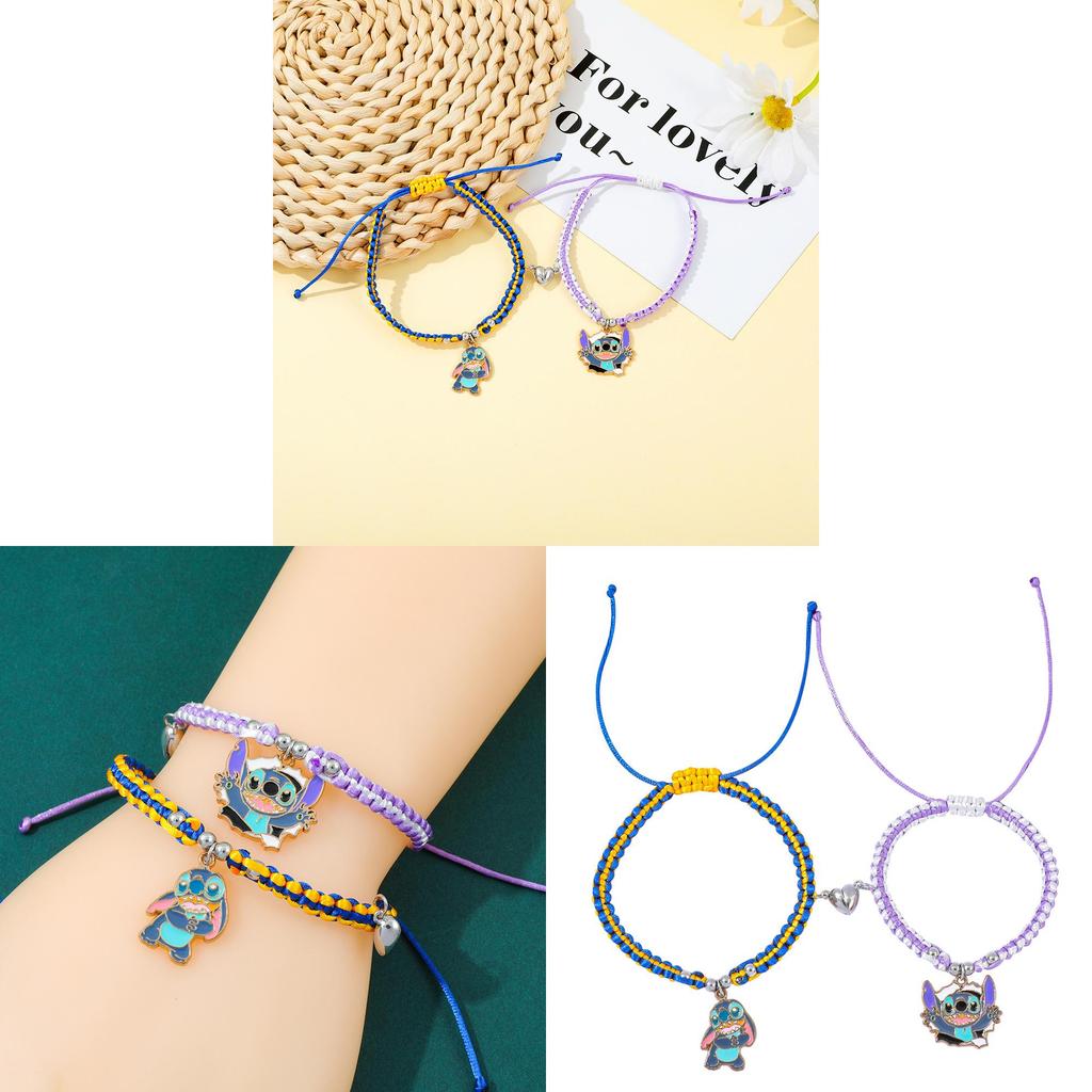 Stitch Friendship Gift Cartoon Stretch Bracelet With Zinc Alloy Clasp For Couples