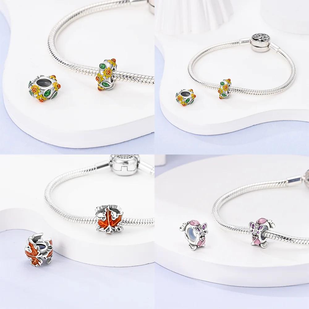 Юбилей Медь Бабочка Паук Пара Медведи Сердце Кленовый лист Клип Шарм Бусины Подходят Браслет Сделай сам Женщины Оригинальные украшения