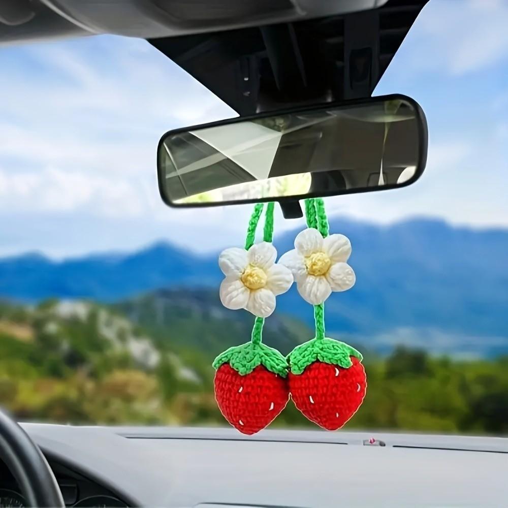 Floral Design Crochet Curtain Tie Back Wool Woven Rearview Mirror Pendant Teachers Gift