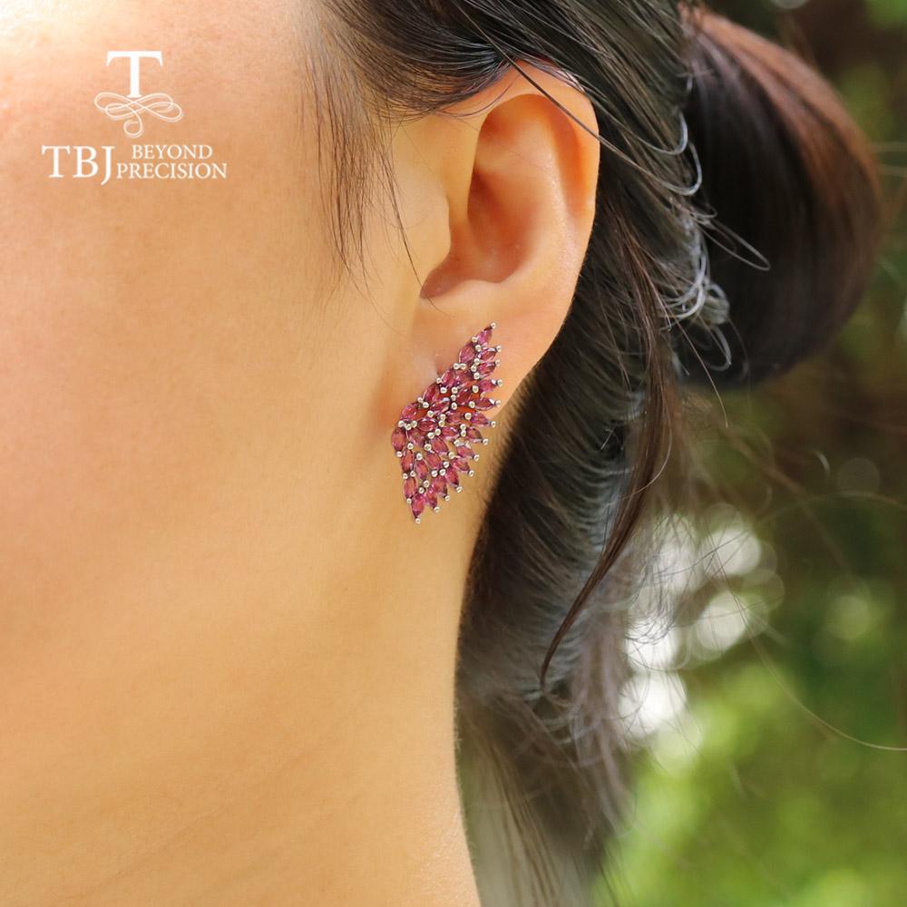 "Flying Wing" Design Rhodolite Garnet Clasp Earring 925 Sterling Silver Fine Jewelry for Women Creative Design Natural Gemstone