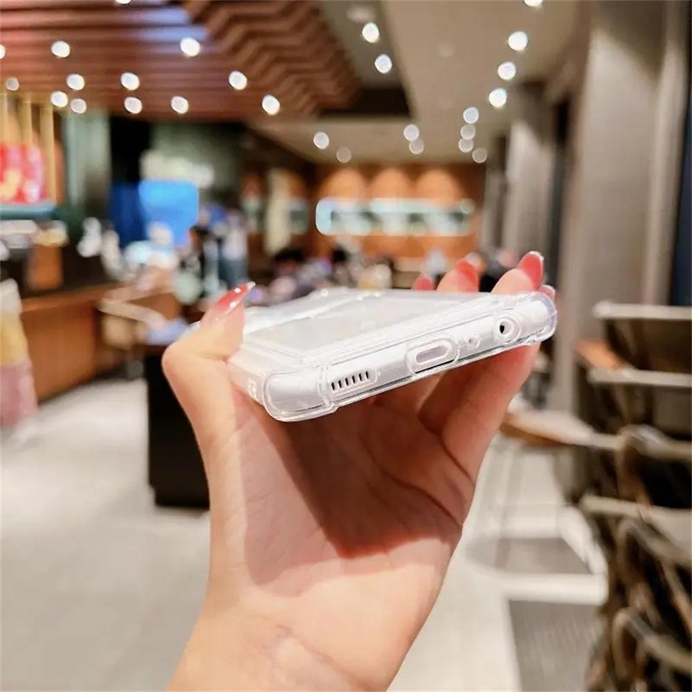 Чехол-кошелек с карманами для карт для Samsung Galaxy S25 S24 S23 S22 S21 Ultra Plus FE A54 A53 A13 A14 A52 A34 A32 A72 5G Прозрачная накладка Funda