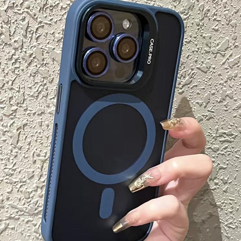 Роскошный чехол для телефона Magsafe с беспроводной зарядкой для iPhone 11 12 13 14 15 Pro Max Plus, магнитный матовый кронштейн, защитный чехол для объектива