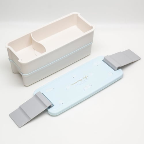 OSK Двухъярусный ланч-бокс PCW-650D с запирающимся дизайном, Shimaenaga SEN, объем 340 мл/310 мл, с разделителями, можно мыть в посудомоечной машине и разогревать в микроволновой печи, Сделано в Японии,