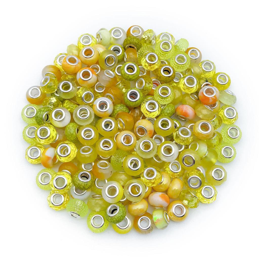 Ассорти из бусин с крупными отверстиями в стиле панцзя (10 шт): Желтый, зеленый, розовый, синий, фиолетовый для браслетов своими руками.