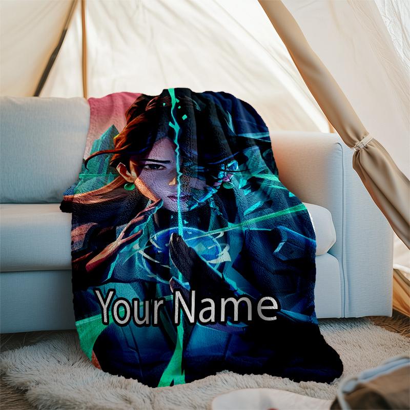 Custom Name Valorant Theme Printed Blanket - Perfect for Couch, Bed, Travel & Outdoor Use | Machine Washable, Cozy & Durable.