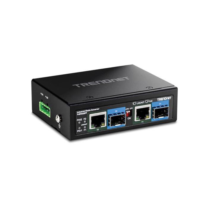 Промышленный медиаконвертер - TRENDnet - TI-BF22SFP - SFP в PoE++ - 2 гигабитных порта - Черный