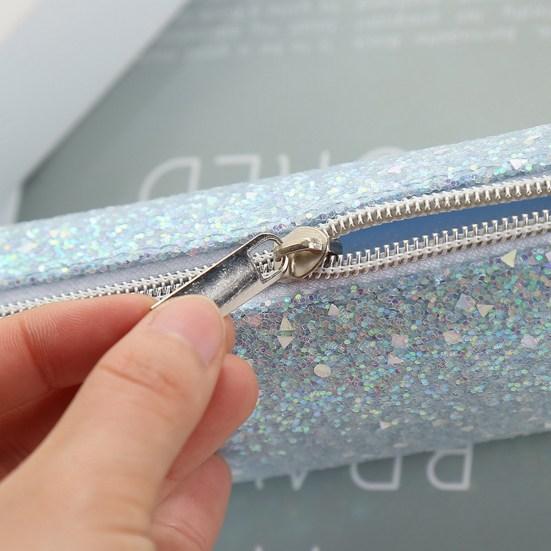 Pencil Case Large Capacity Smooth Zipper Stylish Glitter Sequin Stationery Storage Pouch School Supplies