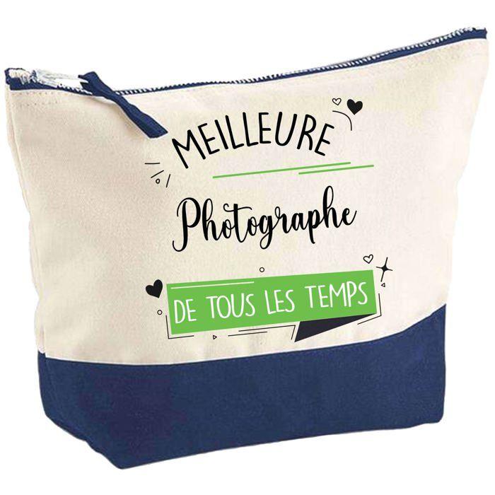 Trousse de maquillage - PLANETEE - Pochette fond bleu Meilleure Photographe - Grand format - Coton - Sublimation HD
