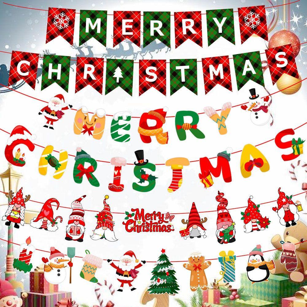 Pull Flag For Hanging Xmas for Home Christmas Ornament Garlands Flag Banner Christmas Decorations