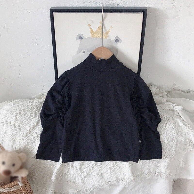 Топ для девочек, базовая рубашка с высоким воротником, однотонная, повседневная, для девочек 4–6 лет