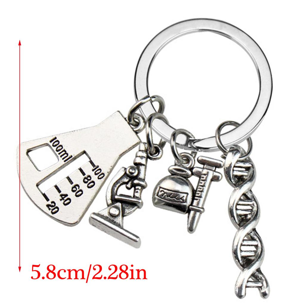 Science Keychain Microscope Chemistry Molecules Key Rings Key Jewelry Metal Texture Suitable for Gifts and Everyday Use