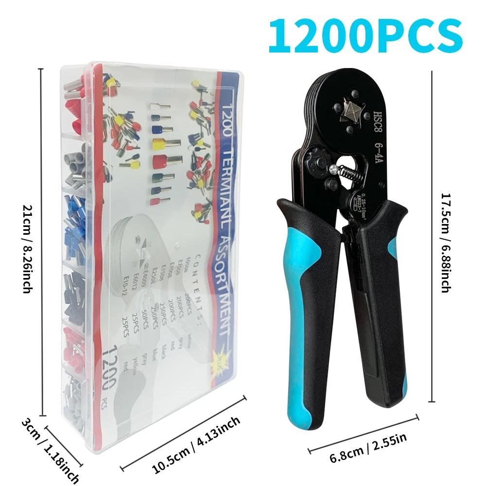 6-4A Wire Crimping Pliers Set 1200PCS ulation Terminals Electrical Tube Crimping Plier Jaws Kit Multi-functional Clamp Tools