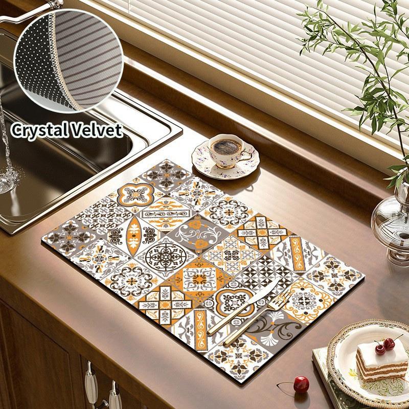 Суперабсорбирующий коврик для сушки посуды, резиновый коврик для сушки посуды, защитный коврик для столешницы, нескользящие коврики для сушки, аксессуары для декора