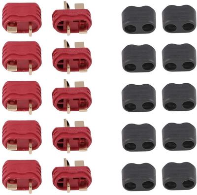 Набор из 5 пар разъемов T-Plug (папа-мама) с защитным кожухом – Высокое качество для RC LiPo аккумуляторов