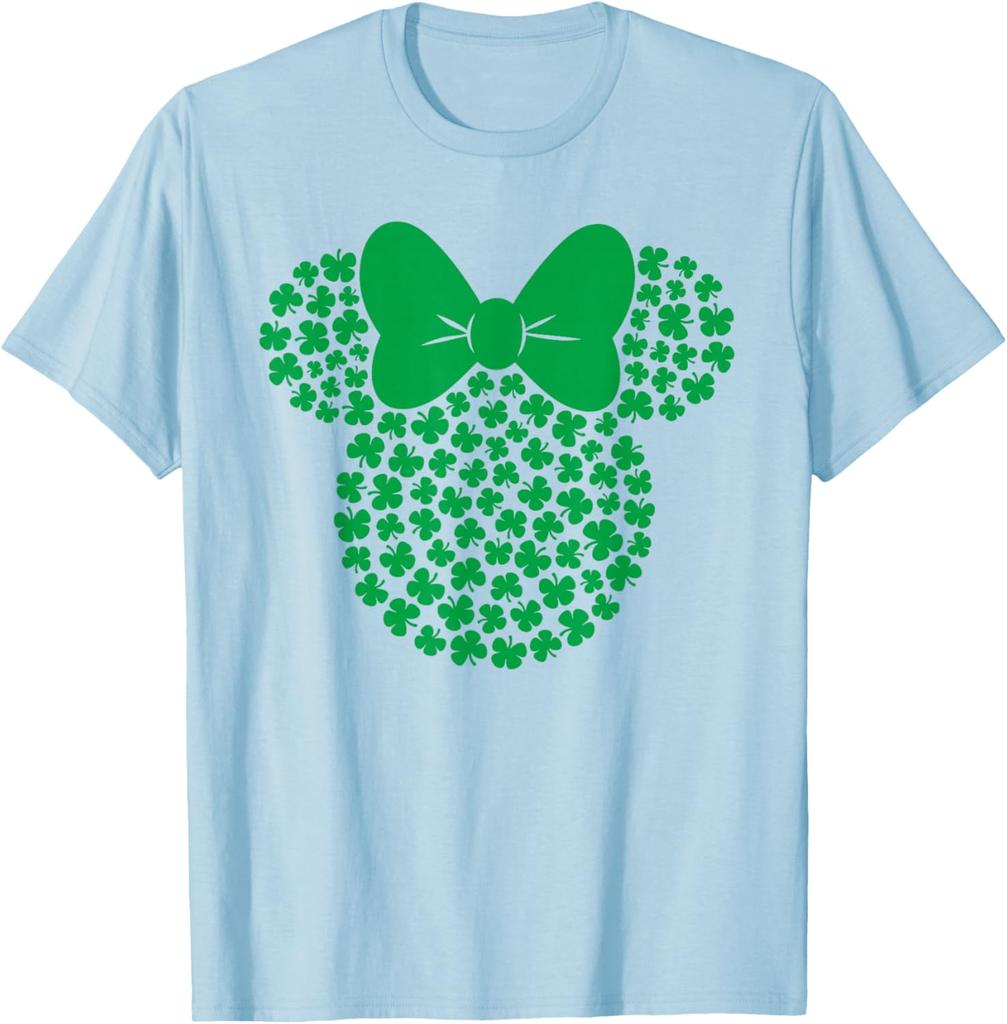 Hot Fashion Unisex Minnie Mouse Green 4-Leaf Clovers St. Patrick's Day T-Shirt S-4XL Four Seasons