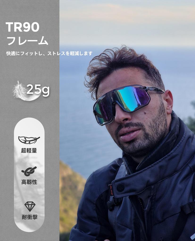 Polarized Sports Road 3 Interchangeable UV TR90 Ultra Impact Polarized Unisex [ROCKBROS] Sunglasses, Sunglasses, Bike, Lenses, Polarized, UV400,