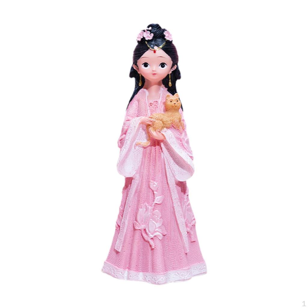 Статуэтка древней китайской девушки, кукла в ханьфу, фигурка из смолы ручной работы, подарок для гостиной и рабочего стола