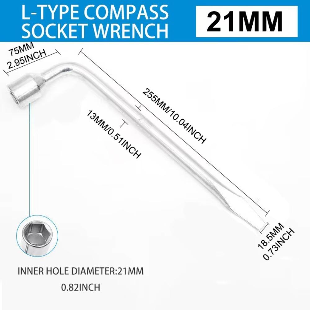 Hexagonal Head Lug Wrench L Type Socket Lug Wrench Standard Tool Tire Wrench Car Repair