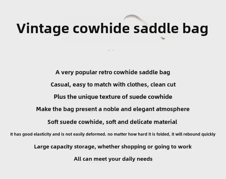 Сумка через плечо из матовой коровьей кожи в форме полумесяца 2025 года — ретро-дизайн