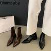 Designer Women Ankle Boots Fashion Pointed Toe Stretch Short Booties Autumn Winter Ladies Concise Thick Heels Shoes
