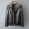 Men's New Winter Genuine Leather First-layer Cowhide Down Jacket Black Lapel Leather Jacket Dad