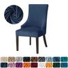 Velvet Stretch Wingback Chair Cover Soild Color Washable Dining Chair Cover High Back Sloping Armchairs Slipcovers Home Dining