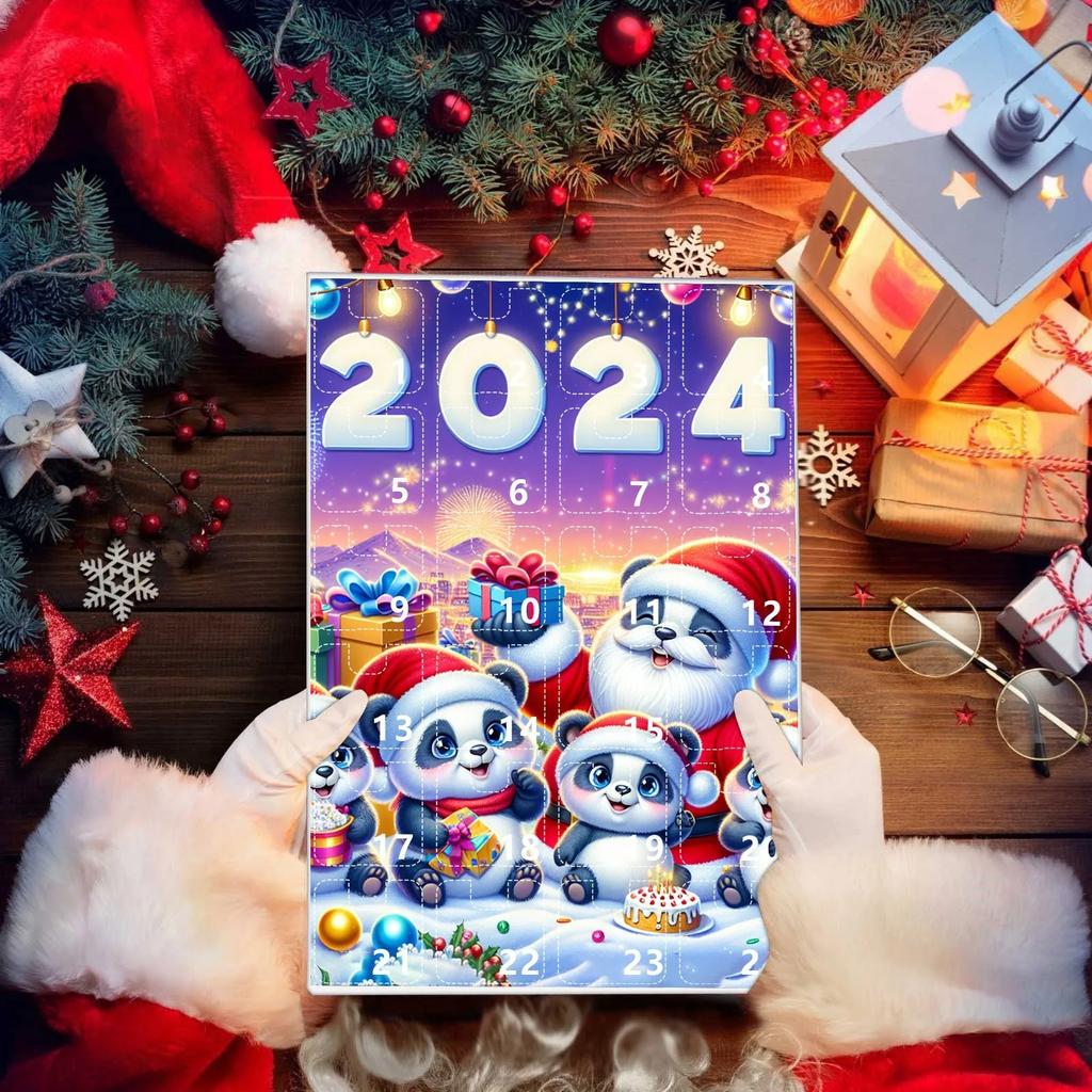2024 Advent Countdown Calendar Panda, 24 Days Of Christmas Vacation Advent Calendar Pendant,Christmas Collectible Set Christmas