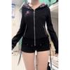 Y2k Punk Hoodies Women Vintage Aesthetic Grunge Zipper Sweatshirt Streetwear Slim Tops Female Gothic Jackets