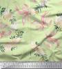 Green Poly Crepe Fabric Ribbon & White Rose Wreath Floral Fabric Prints By Metre 42 Inch