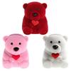 Creative Flocking Bear Love Heart Shape Jewelry Storage Ring Box Gift Holder