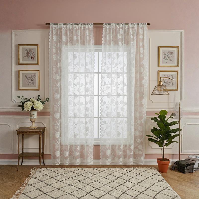 Французская корейская волна кружевная марлевая штора гостиная спальня балкон штора вышивка перегородка готовая штора