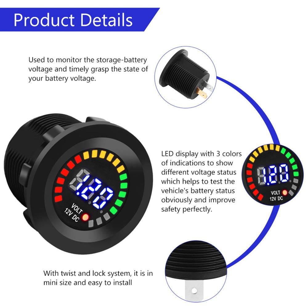 Black Digital Voltmeter Waterproof Waterproof Voltmeter New Car Battery Voltmeter  Motorcycle Car