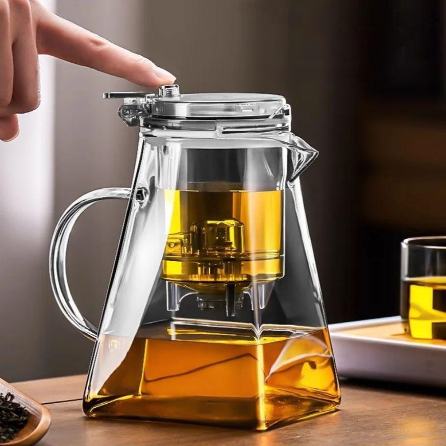 Glass Tea Pot Chinese High Temperature Tea Separation Brew Teapot High Borosilicate Pure Color Simple Teapot Tea Cup