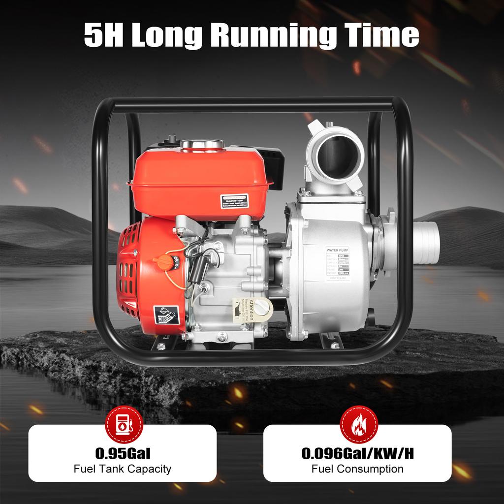 7.5HP Gasoline Water Pump 35m³/H High Flow for Farm Irrigation Fire Rescue Drainage 98.4ft Head