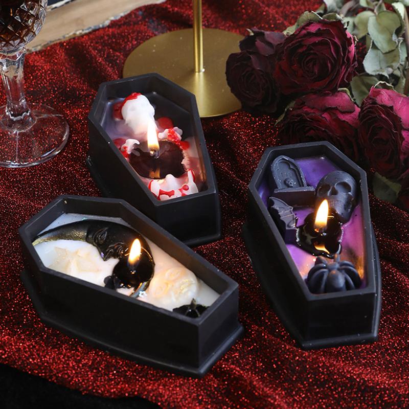 1PC Soybean Wax Blend Horror Gifts Aromatherapy Candles Party Black Table Decoration Skull Candle Halloween 3 Styles
