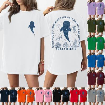 Женская футболка с круглым вырезом и короткими рукавами с принтом