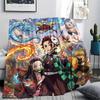 Demon Slayer Tanjiro Flannel Blanket Print Warm Comfortable for Daily Rest Bedroom Sofa Picnic Travel.-TING