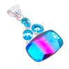 Bi-Color Tourmaline, Blue Topaz 925 Sterling Silver Jewelry Pendant 2.2" AH-3249