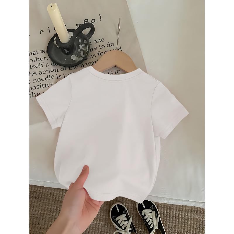Kids Cute Mixed Animal Head Print Crewneck Short Sleeve Tee