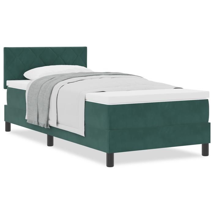 VidaXL Lit à ressort avec matelas Vert foncé 90x200 cm Velours 3339215
