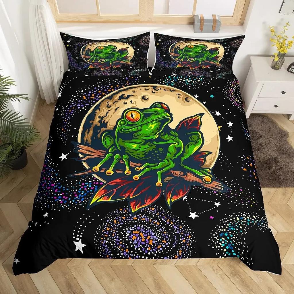 Green Tree Frog King Queen Full Duvet Cover Lovely Rain Trees Animal Bedding Set Wildlife Comforter Cover Polyester Quilt Cover