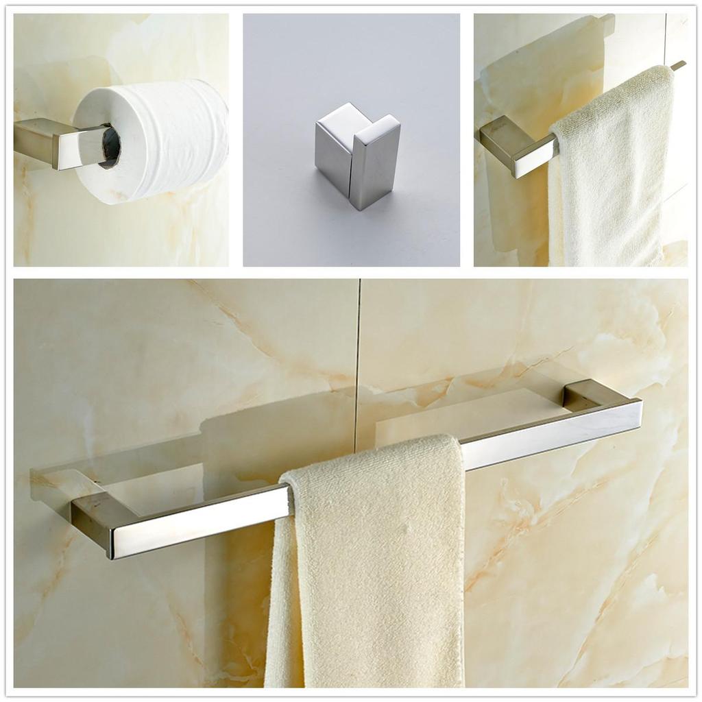 Bathroom Accessory Set High Quality 304# Stainless Steel 4pcs - Tower Bar Hook Toilet Paper Holders Towel Holder