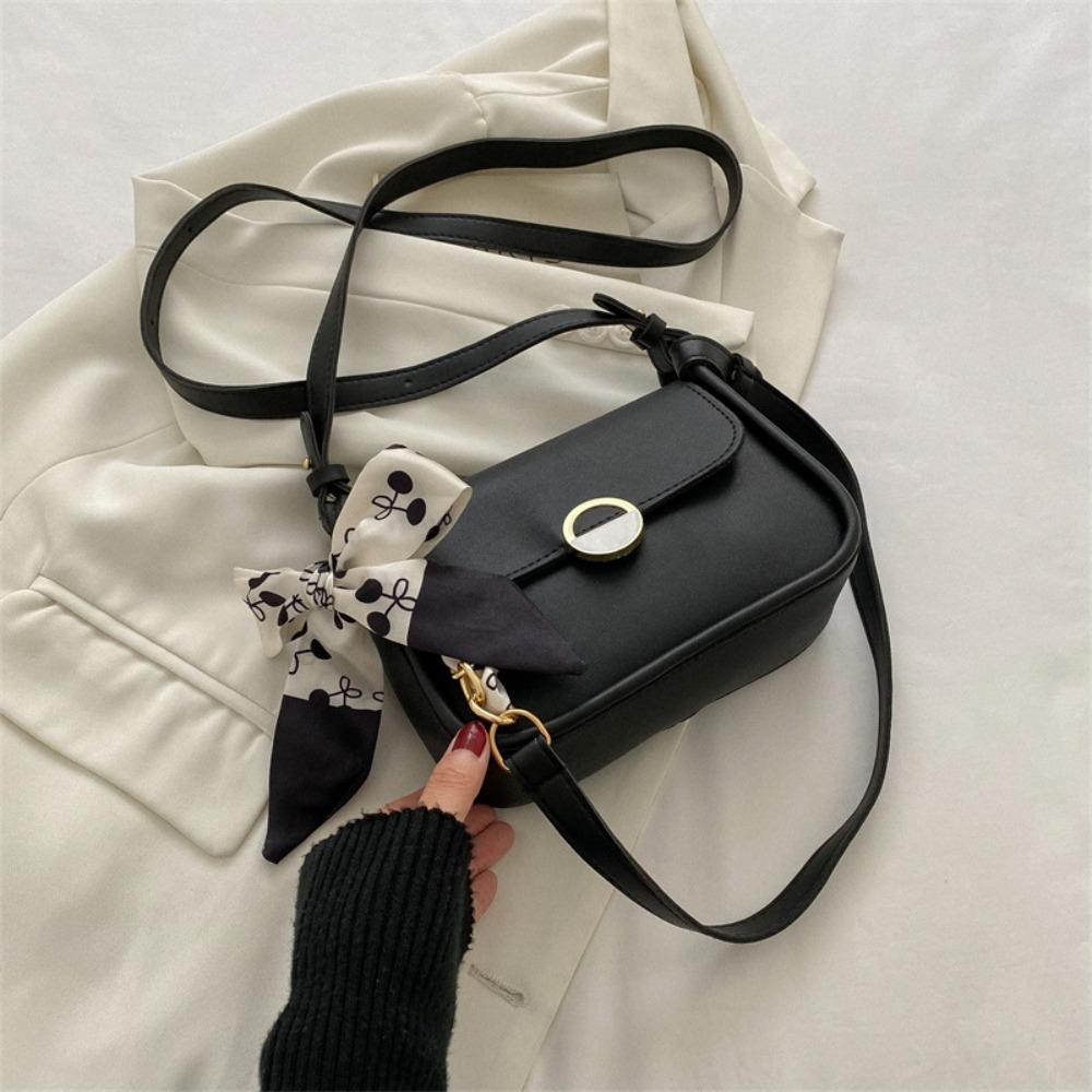 Large Capacity Small Square Bag with Ribbon Chain Crossbody Bag Leather Shoulder Bag Mobile Phone