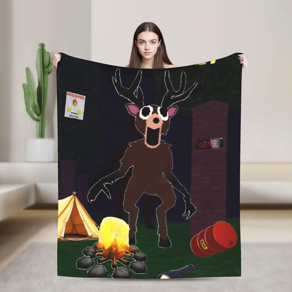 99 Nights in the Forest The Deer Flannel Throw Fashion Blanket Horror Game Bedding Knitted Fashion Blanket Outdoor Lightweight Multi-functio